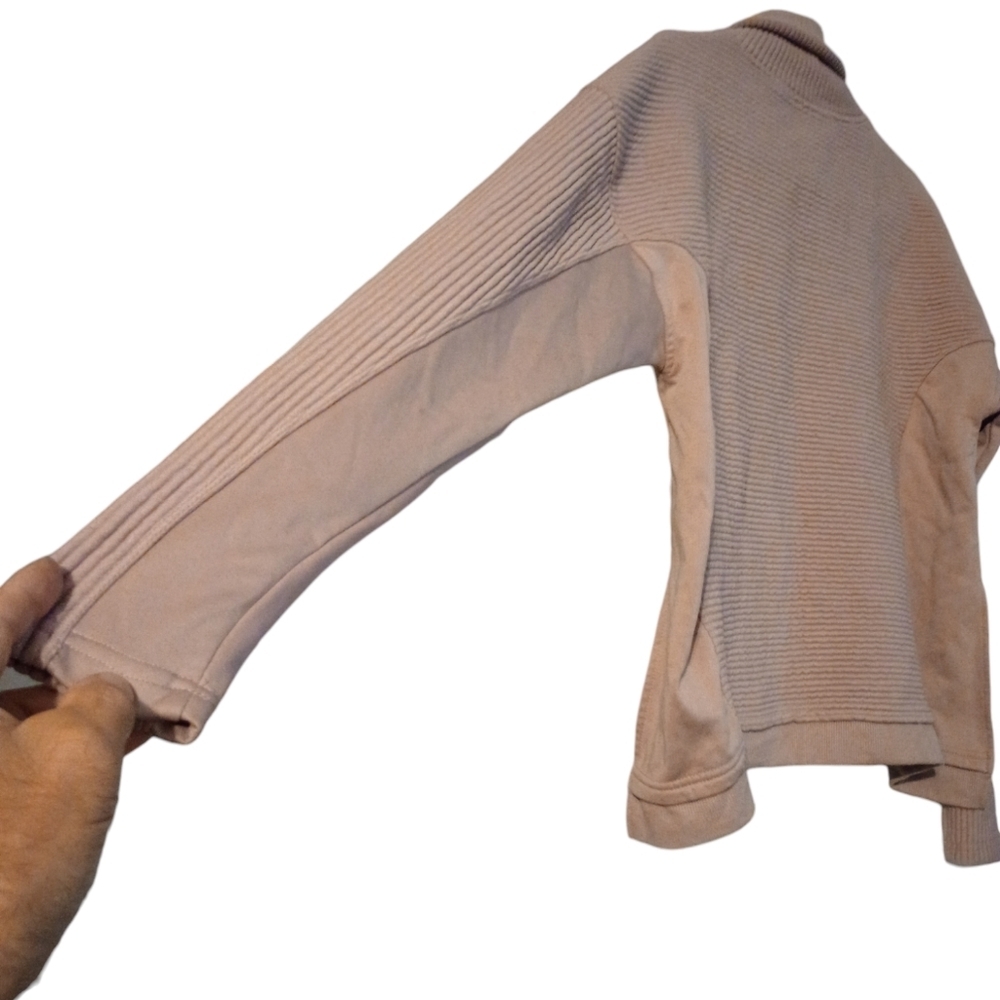 Tahari Sport Turtleneck Ribbed Sweater Mauve Thumbholes Athleisure Streetwear M - Picture 8 of 12